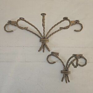 Vintage Home Interior Hanging Wall Shelf Brackets Set of 2 Gold color 1 lg 1 sm